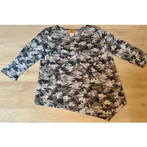 Ruby Rd. Medium Camo Burnout Style Rhinestone Top - Chic, Comfy Versatile Blouse